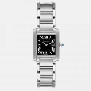 Cartier Tank Francaise Black Dial Steel Ladies Watch W51026Q3 20.0 mm x 25.0 mm
