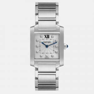 Cartier Tank Francaise Midsize Diamond Steel Ladies Watch WE110007 25.0 mm X 30.0 mm