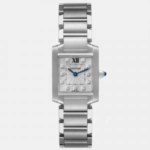 Cartier Tank Francaise Small Steel Diamond Dial Ladies Watch WE110006 20 x 25 mm