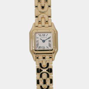 Cartier Silver 18k Yellow Gold Panthere De Cartier W25034N3 Quartz Women's Wristwatch 17 mm