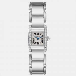 Cartier Tankissime Silver Dial White Gold Diamond Ladies Watch WE70069H 16 mm
