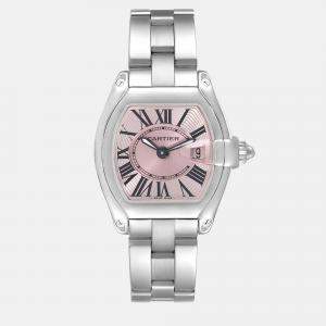 Cartier Roadster Small Pink Dial Steel Ladies Watch W62017V3 36 mm x 30 mm