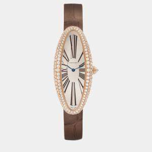 Cartier Baignoire Allongee Rose Gold Diamond Ladies Watch WJBA0006 47 x 21 mm
