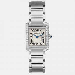 Cartier Tank Francaise Small Steel Diamond Bezel Ladies Watch W4TA0008 20 mm x 25 mm