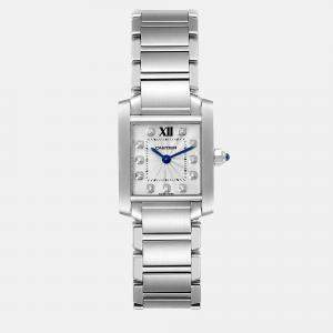 Cartier Tank Francaise Small Steel Diamond Dial Ladies Watch WE110006