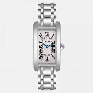 Cartier Tank Americaine Silver Dial White Gold Women's Watch W26019L1 19.0 x 35.0 mm