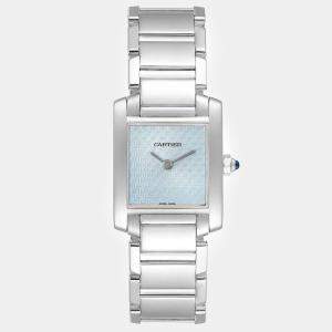 Cartier Tank Francaise Blue Dial White Gold Quartz Ladies Watch 20 mm