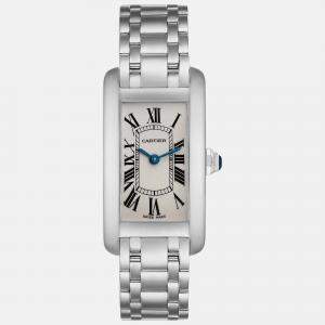 Cartier Tank Americaine Silver Dial White Gold Ladies Watch 19 mm