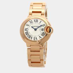 Cartier Silver 18K Rose Gold Ballon Bleu Quartz Women's Wristwatch 28 mm