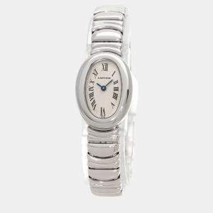 Cartier White 18k White Gold Baignoire Quartz Women's Wristwatch 18 mm