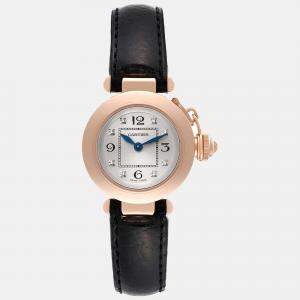 Cartier Pasha Rose Gold Silver Diamond Dial Ladies Watch 27 mm