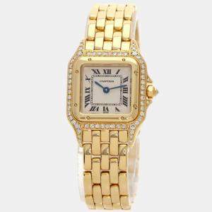 Cartier Ivory 18k Yellow Gold Panthere Quartz Women's Wristwatch 22 mm