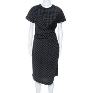 Carven Bicolor Checked Cotton Lace Trim Detail Dress M