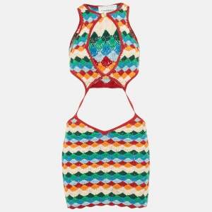 Pre Owned Casablanca Multicolor Crochet Cutout Detailed Mini Dress XS