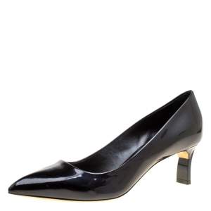 Pre Owned Casadei Black Patent Leather Pointed Toe Pumps Size 39