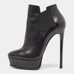 Casadei Black Leather Ankle  Boots Size 38