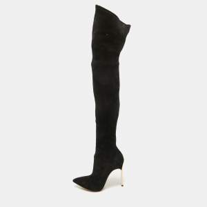 Casadei Black Suede Over The Knee Length Boots Size 37.5