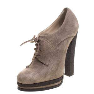 Casadei Brown Suede Lace Up Derby Platform Ankle Boots Size 36