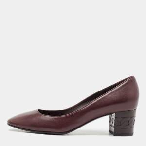 Casadei Purple Leather Embossed Chain Heel Pumps Size 37