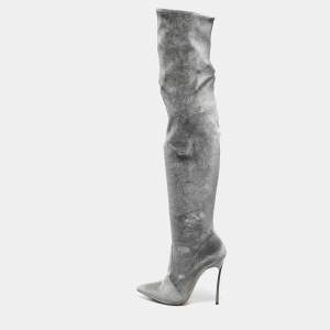 Casadei Green Velvet Blade Over The Knee Boots Size 41