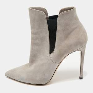 Casadei Grey Suede Pointed Toe Ankle Length Boots Size 39