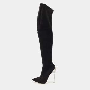 Casadei Black Suede Blade Over The Knee Boots Size 37.5