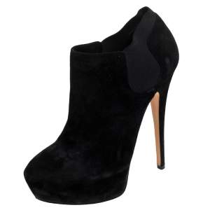 Pre Owned Casadei Black Suede Platform Ankle Boots Size 36.5