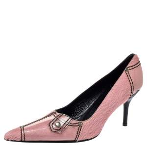 Pre Owned Casadei Pink Calfhair and PVC Pointed Toe Pumps Size 40