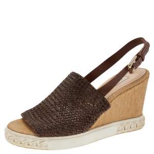 Pre Owned Casadei Brown Leather Ankle Strap Sandals Size 37.5