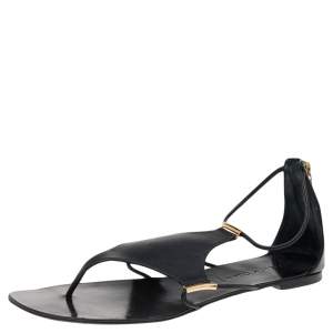 Casadei Black Leather Ankle Strap Flat Sandals Size 40