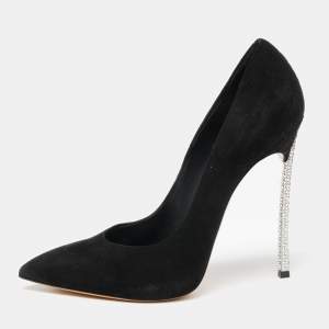 Pre Owned Casadei Black Suede Blade Pearl Pumps Size 40