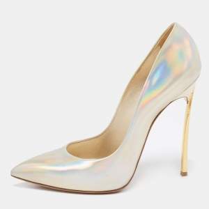 Pre Owned Casadei Metallic Holographic Patent Leather Blade Pointed Toe Pumps Size 40