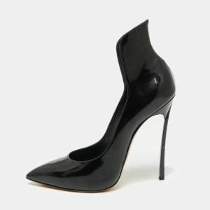 Pre Owned Casadei Black Patent Leather Pointed Toe Pumps Size 39