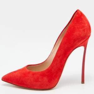 Casadei Red Suede Pointed Toe Pumps Size 38