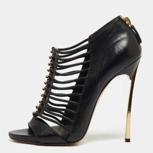 Casadei Black Leather Gladiator Sandals Size 38