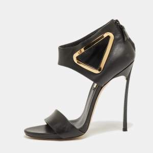 Casadei Black Leather Cutout Detail Sandals Size 39