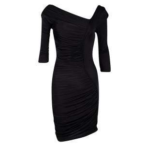 مملوكة مسبقًا Catherine Malandrino Black Jersey Ruched Mini Dress S