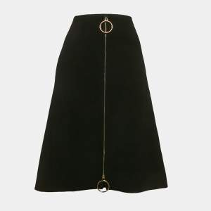 Celine Black Wool Zip-Up Midi Skirt M