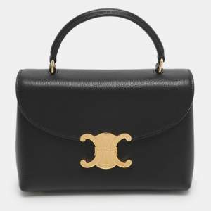 Pre Owned Celine Nino Teen Black Leather Top Handle Bag