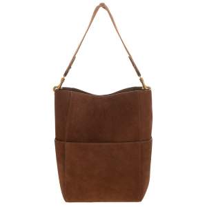 Pre Owned Celine Brown Suede Sangle Bucket Bag