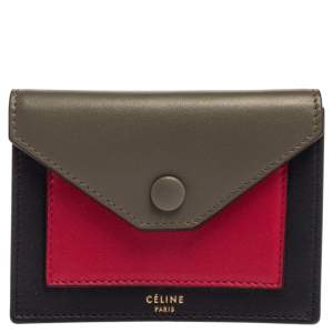 Pre Owned Celine Tri Color Leather Envelope Pocket Card Holder