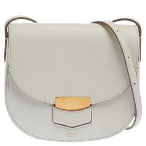 Pre Owned Celine White Leather Small Trotteur Crossbody Bag