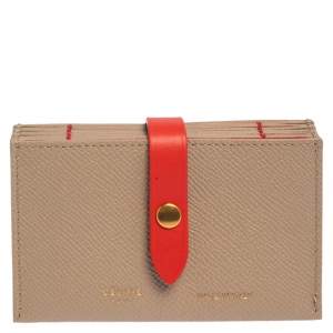 Pre Owned Celine Beige/Red Leather Accordion Card Holder