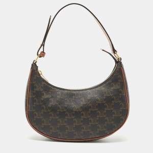 Pre Owned Celine Brown Triomphe Canvas and Leather Ava Shoulder Bag 