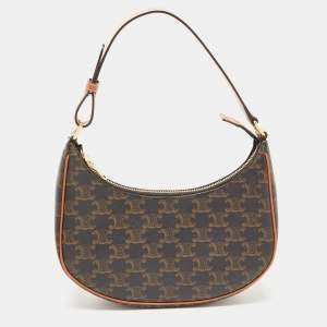 Celine Dark Brown Triomphe Coated Canvas and Leather Ava Hobo