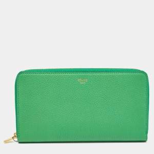 Celine Green Leather Large Zipped Multifunction Wallet