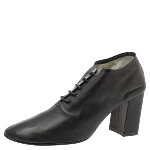 Pre Owned Celine Black Leather Lace Up Ankle Booties Size 39