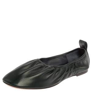 Pre Owned Celine Green Leather Scrunch Ballet Flats Size 39