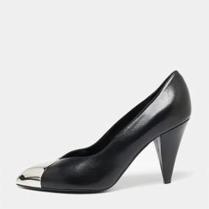 Pre Owned Celine Black Leather Pointed Toe Pumps Size 37
