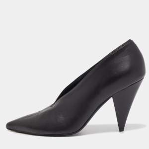 Celine Black Leather V Neck Pointed Toe Pumps Size 36